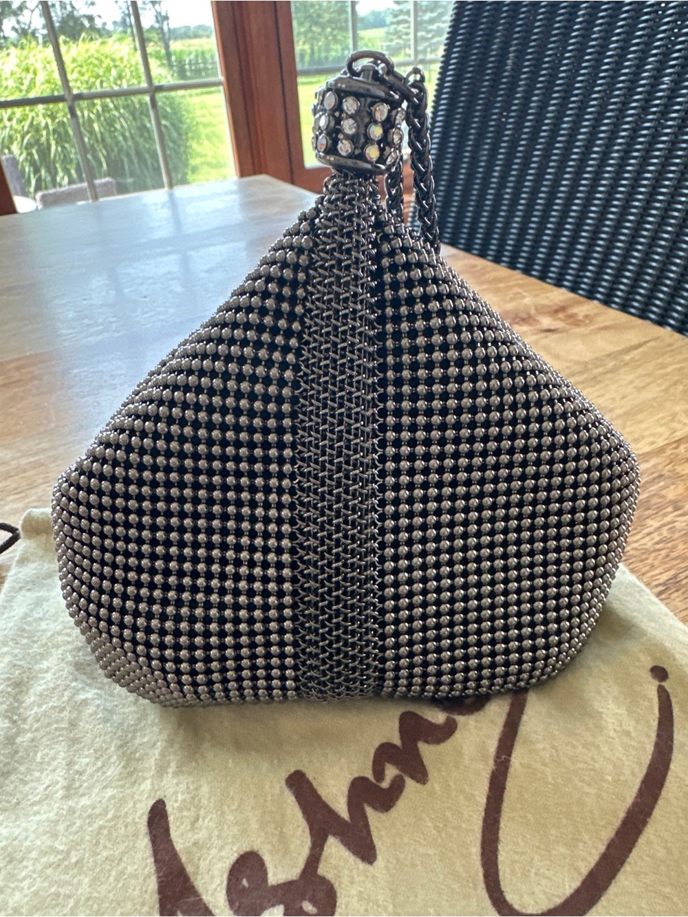 Vintage Ashneil metal and rhinestone evening bag